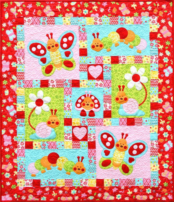 Bugsy Pattern - Red - Puddleducks Quilts